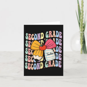 Preppy Pencil Coquette Bow Back To School 2nd Grad Card