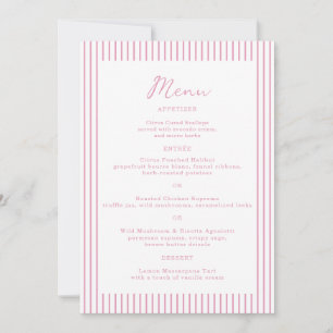 Preppy Peony Pink Chic Monogram Wedding Menu Card