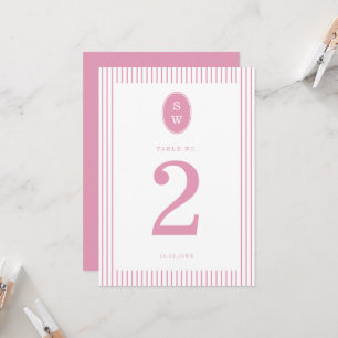 Preppy Peony Pink Chic Wedding Table Number Card