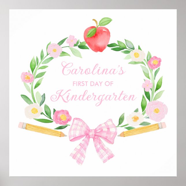 Preppy Personalised First day of school Bow Poster (Front)