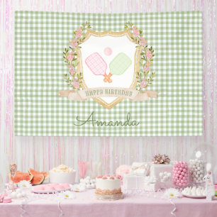 Preppy Pickle Ball Happy Birthday  Banner