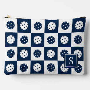 Preppy Pickleball Chequerboard - Navy & White Accessory Pouch