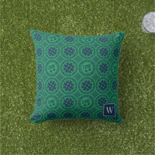 Preppy Pickleball Damask – Navy & Green Dink Cushion