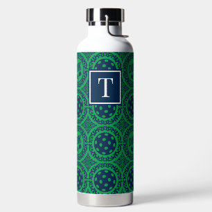 Preppy Pickleball Damask - Navy & Green Dink  Water Bottle