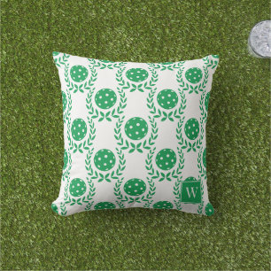 Preppy Pickleball Laurel Wreath – Green & White Cushion