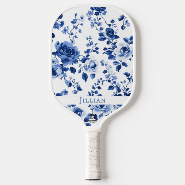 Preppy Pickleball Paddle - Blue Rose Tolie (Front)