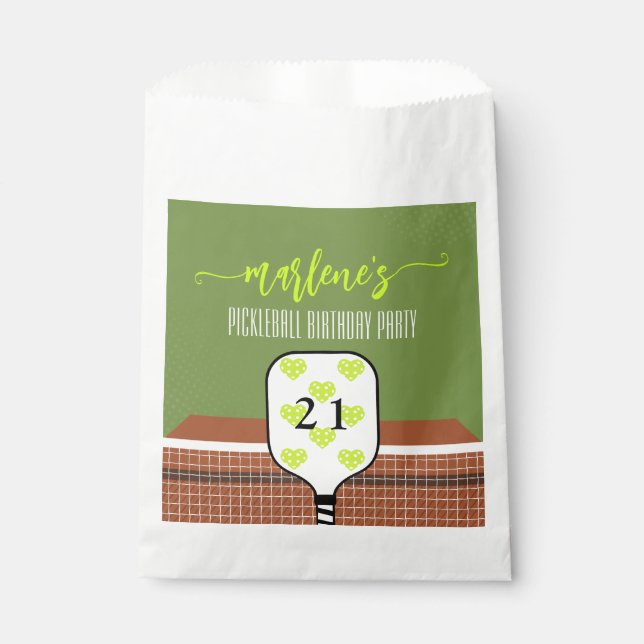 Preppy Pickleball Paddle Photo Dink Birthday Party Favour Bags (Front)