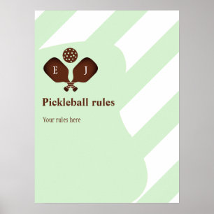 Preppy Pickleball Rules Wedding Game Poster