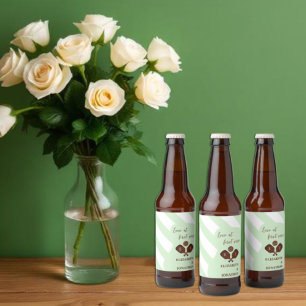 Preppy Pickleball Stripes Wedding Beer Bottle Label