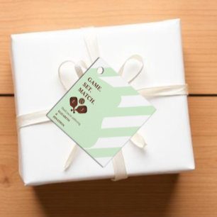Preppy Pickleball Stripes Wedding Favour Tags