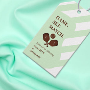 Preppy Pickleball Stripes Wedding Gift Tags