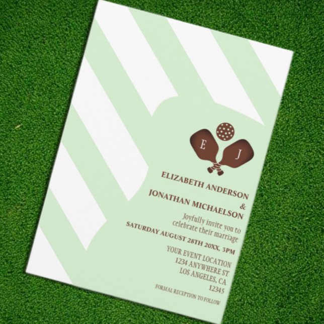 Preppy Pickleball Stripes Wedding Invitation (Creator Uploaded)