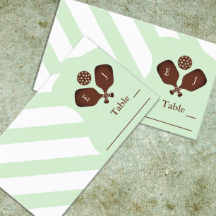 Preppy Pickleball Stripes Wedding Place Card