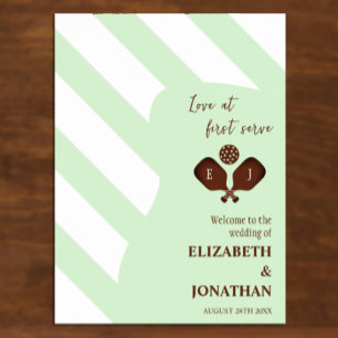 Preppy Pickleball Stripes Wedding Poster