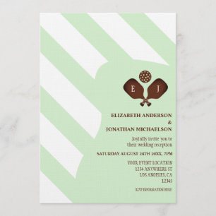 Preppy Pickleball Stripes Wedding Reception Invitation