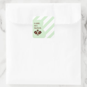 Preppy Pickleball Stripes Wedding Square Sticker
