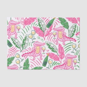 Preppy Pink Alligator Wine/ Wine Lover Tissue Paper