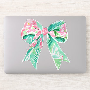 Preppy Pink and Aqua Floral Bow