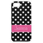Preppy Pink and Black Polka Dots Personalised