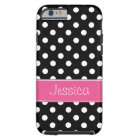 Preppy Pink and Black Polka Dots Personalised