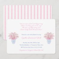 Preppy Pink And Blue Little Girl Baby Shower Party