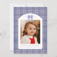 Preppy Pink and Blue Plaid Chinoiserie Bow