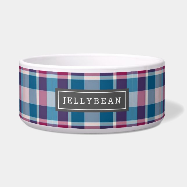 Preppy Pink and Blue Plaid Monogram (Front)