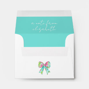 Preppy Pink and Green Bows Personalised Envelope