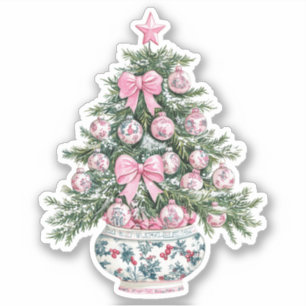Preppy Pink and Green Chinoiserie Christmas Tree