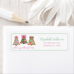 Preppy Pink and Green Christmas Trees