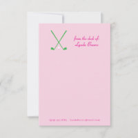 Preppy Pink and Green Golf Stationery Note Card
