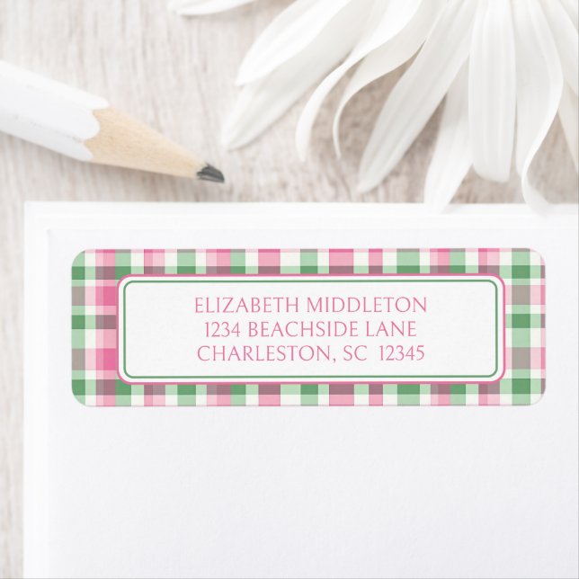 Preppy Pink and Green Plaid Personalised (Insitu)