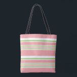 Preppy Pink and Green Striped Tote Bag<br><div class="desc">Any girl would love this stylish Tote Bag designed to feel like a celebrity! All Over Print Tote with a Thick Pink and thinner White, Green stripes. If you wanted to add a monogram or wording just click on "Customise It" and personalise. If you have any questions or want colour...</div>