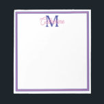Preppy Pink and Navy Blue Simple Monogram Notepad<br><div class="desc">This preppy monogrammed notepad features a simple monogram on the front in shades of pink and navy blue on white with a matching pink and navy border. Personalize the monogram with your choice of name and initial.</div>