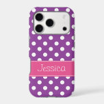 Preppy Pink and Purple Polka Dots Personalised<br><div class="desc">A preppy pink and purple polka dot design is featured on this Samsung Galaxy phone case. Modern and cute -- Perfect for a girly tween or teenager. Easily personalise with your name!</div>
