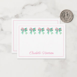 Preppy Pink and Turquoise Floral Bows Card