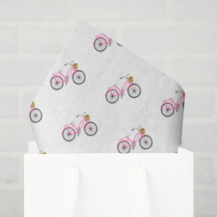 Preppy Pink Bicycle Summer Fun Vacation Mode Tissue Paper