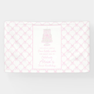 Preppy Pink Birthday Cake First birthday Editable Banner