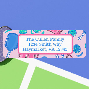Preppy Pink Blue Pickleball Personalised