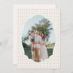 Preppy Pink Bow Christmas Nutcracker 2 Photos Holiday Card