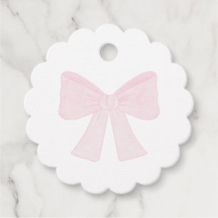 Preppy Pink Bow Grandmillennial First Birthday Favour Tags