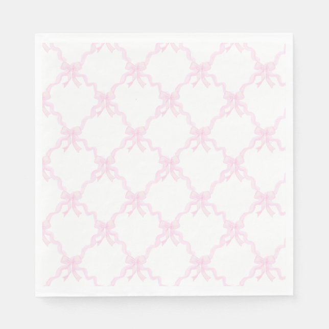 Preppy Pink Bows Trellis First Birthday Ribbonerie Napkin (Front)