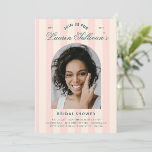 Preppy Pink Bridal Shower Photo Elegant Script Invitation