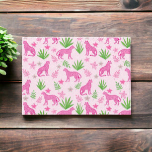 Preppy Pink Cheetahs Floral Pattern Card