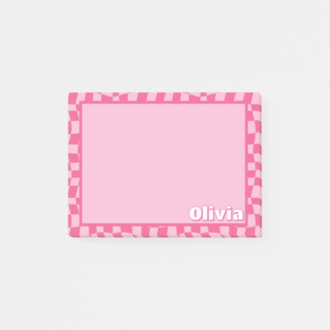 Preppy Pink Chequered Post-it Notes (Front)