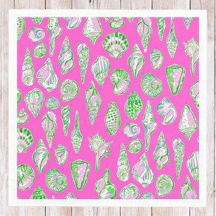 Preppy Pink Coastal Seashells / Beach Party Napkin