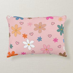 Preppy Pink Colourful Flower Heart Y2K Pattern Decorative Cushion