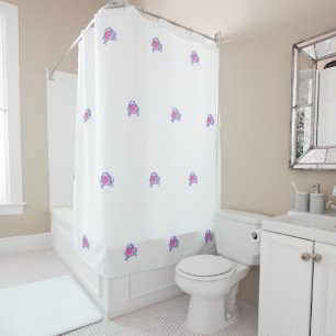 Preppy Pink Crab Shower Curtain