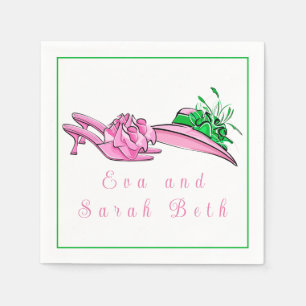 Preppy Pink Derby Hat Heels Custom Derby Party Napkin