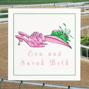 Preppy Pink Derby Hat Heels Custom Derby Party Napkin